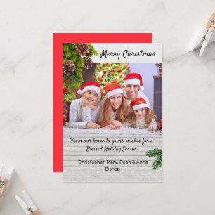 Country Rustic Wood Photo Carte de Noël