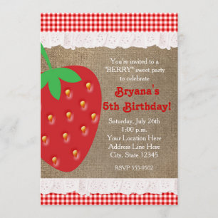 Country Strawberry Red En vichy Ruffle Invitation