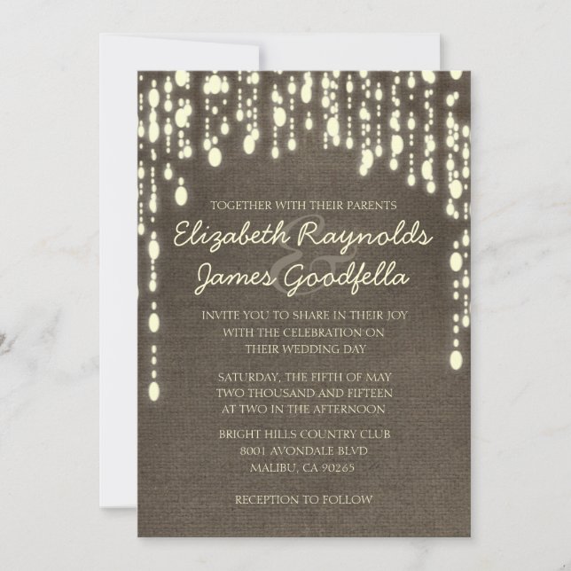 Country String of Lights Wedding Invitations (Devant)