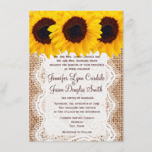 Country Sunflower Burlap Imprimer Faire-part de ma