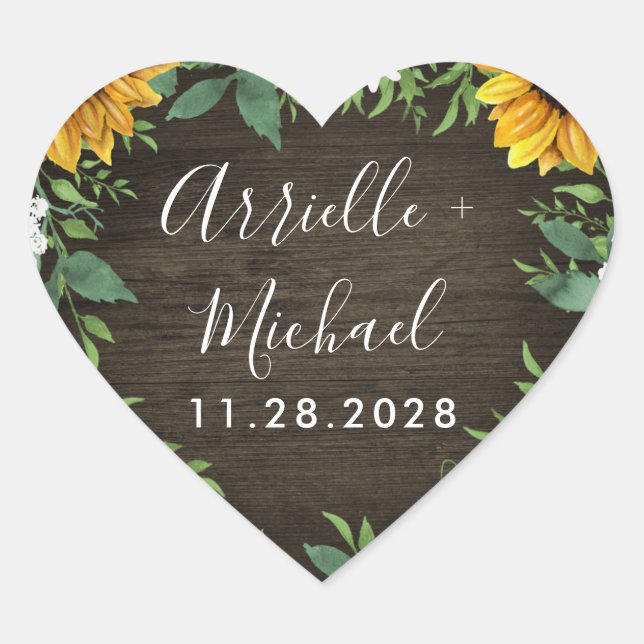 Country Sunflower Daisy Mariage Favoriser Stickers (Devant)