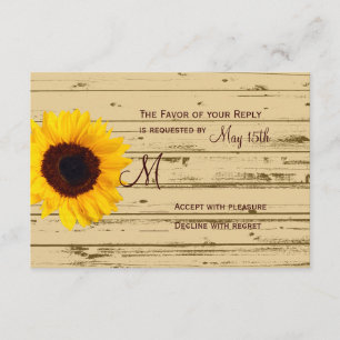 Country Sunflower Grange Mariage rustique Cartes R