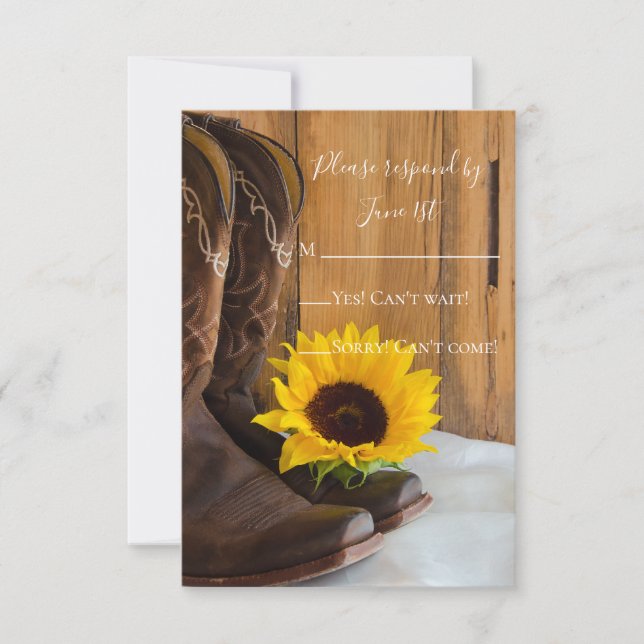 Country Sunflower Western Grange Mariage RSVP (Devant)