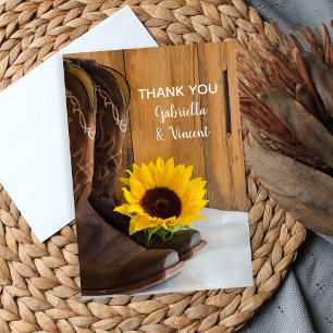 Country Sunflower Western Mariage Merci Notes