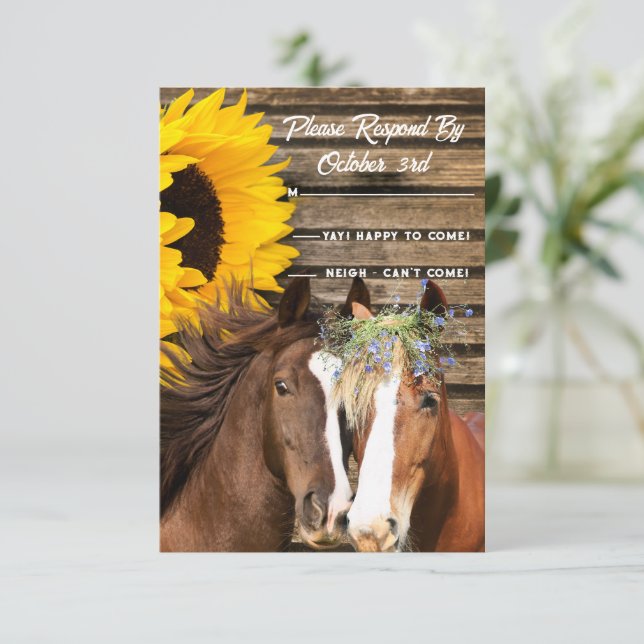 Country Sunflower Western Rustic Wedding RSVP (Debout devant)