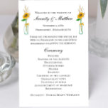 Country Sunflowers Rustic Floral Wedding Programme<br><div class="desc">Si vous cherchez à créer une atmosphère chaleureuse et accueillante pour votre mariage, notre programme de mariage floral jaune rustique est le choix parfait. Ce programme présente de superbes tournesols dans un bocal en verre, qui mettent en valeur vos détails mariages imprimés dans un script élégant et des polices faciles...</div>