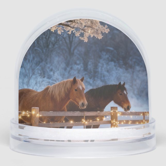 Country Two Horses in the Snow Christmas Holiday (Avant)