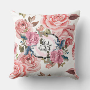 Country Vintage Floral La vie est belle Coussin