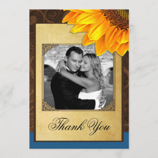 Country Vintage Sunflower Mariage Merci Cartes