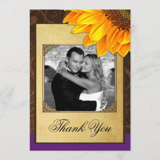 Country Vintage Sunflower Mariage Merci Cartes