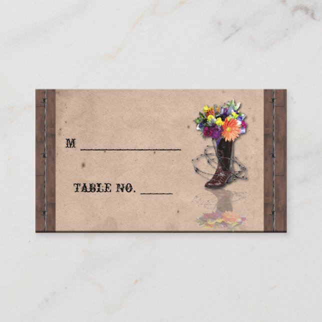 Country Western Barbed Wire Mariage Cartes de Plac (Devant)