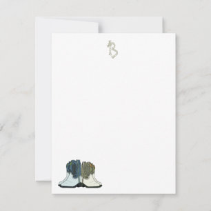 Country Western Boots Monogrammes plats Cartes de