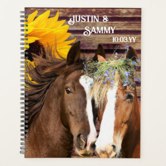 Country Western Horse Sunflower Mariage Livre d'or