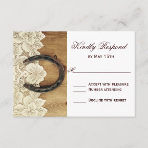 Country Western Horseshoe Lace Wedding Carte RSVP