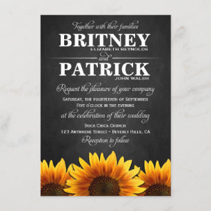Country Western Sunflower Wedding Invitations