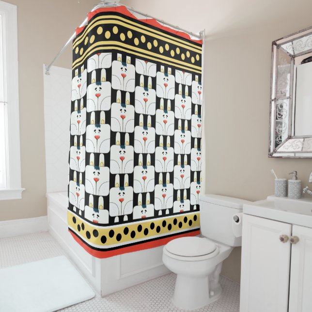 Coup de soleil et rideau de douche Pois (En situation)