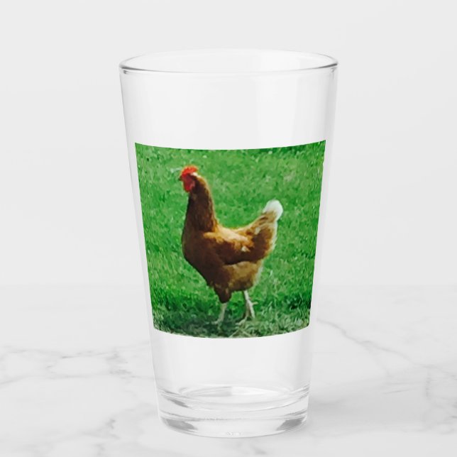 Coupe Brown de verre vert de poulet amusant (Devant)