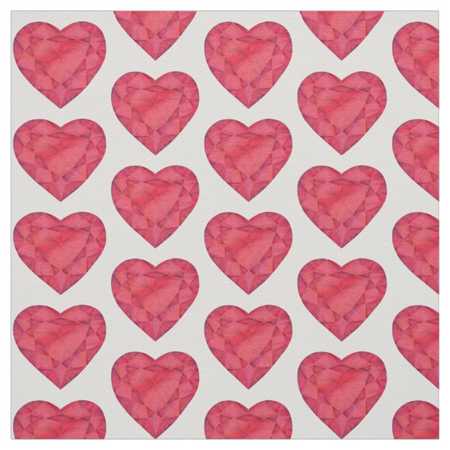 Coupe coeur rouge rubis aquarelle tissu d'art (Échantillon)