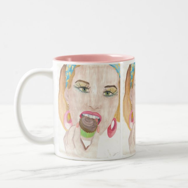 Coupe Cupcake Lady Coffee Mug Art Peint À La Main (Gauche)