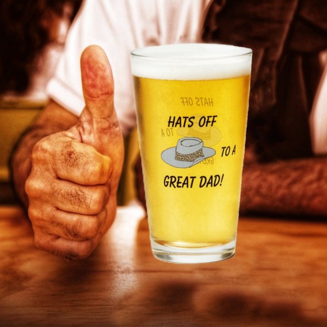 Coupe de Casquette en verre gris, Coupe de casquet (Dad certainly approves, when his favorite brew, is served up in his Hats Off-Gray Hat Glass Cup!)