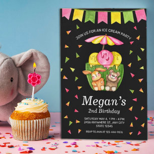 Coupe de crème glacée Confetti Invitation fête d'a