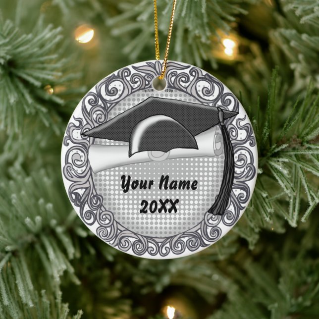 Coupe de graduation noire ornement personnalisé (Arbre)