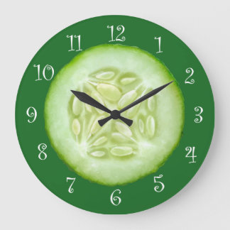 Coupe De Poussette Concombre Cuisine Mur Horloge