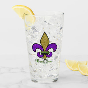 Coupe de verre colorée Mardi Gras Fleur De Lis