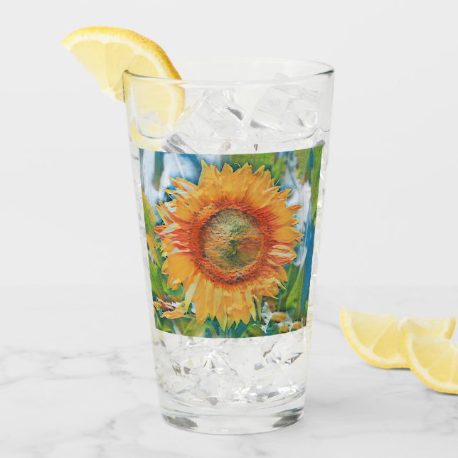 Coupe de verre de tournesol orange et jaune (Devant glace)