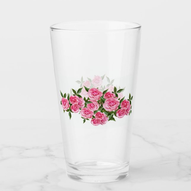 Coupe de verre des roses roses (Devant)