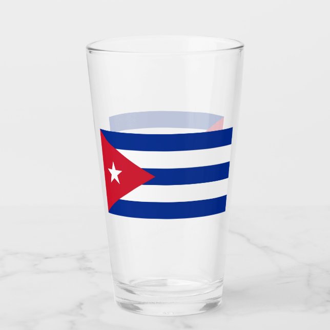 Coupe de verre patriotique avec drapeau de Cuba (Devant)