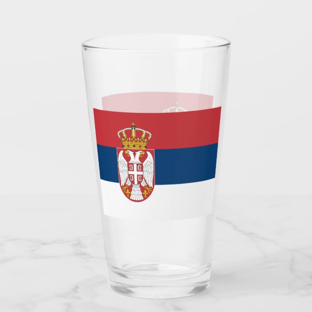 Coupe de verre patriotique avec drapeau de la Serb (Devant)