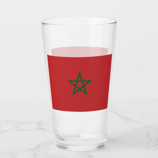 Coupe de verre patriotique avec drapeau du Maroc (Devant)