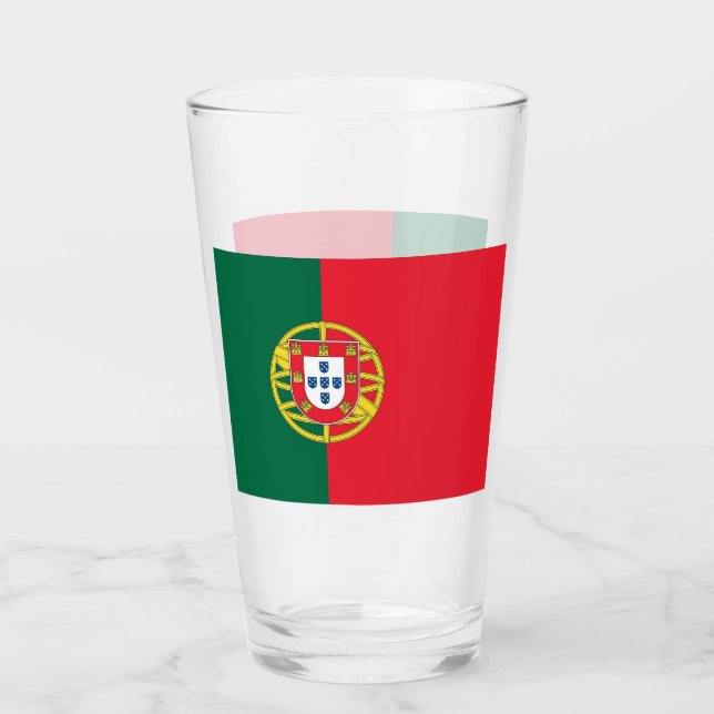Coupe de verre patriotique avec drapeau du Portuga (Devant)