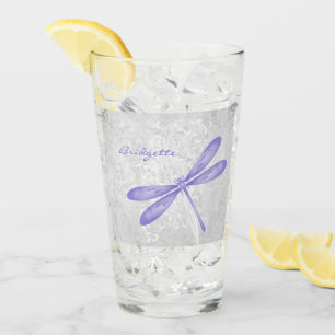 Coupe de verre personnalisée de libellule violett
