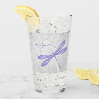 Coupe de verre personnalisée de libellule violette