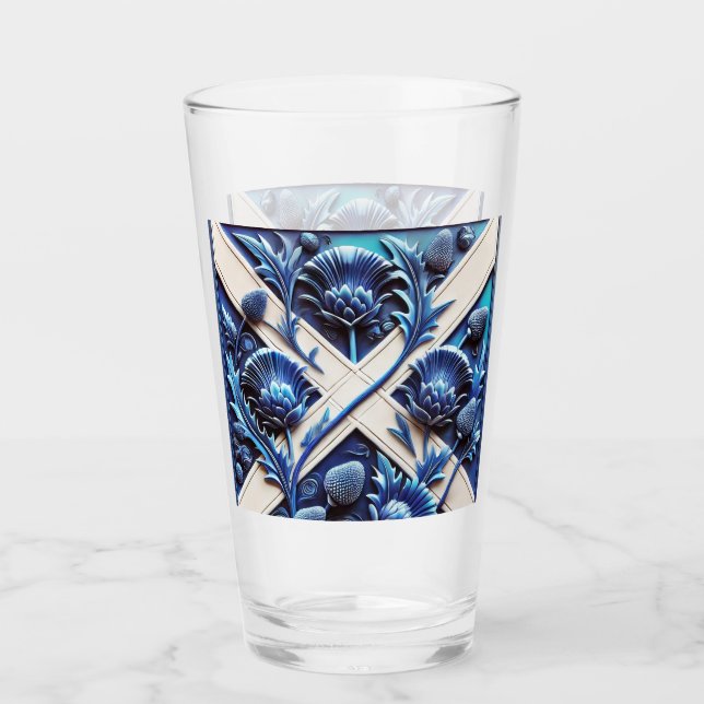 Coupe en verre avec Scottish Thistles Design (Devant)