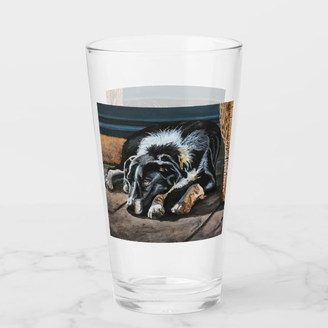 Coupe en verre Collie Bordure Sleepy (Devant)
