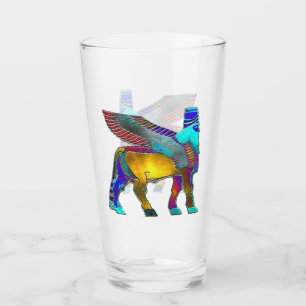 Coupe en verre de Lamassu de couleur