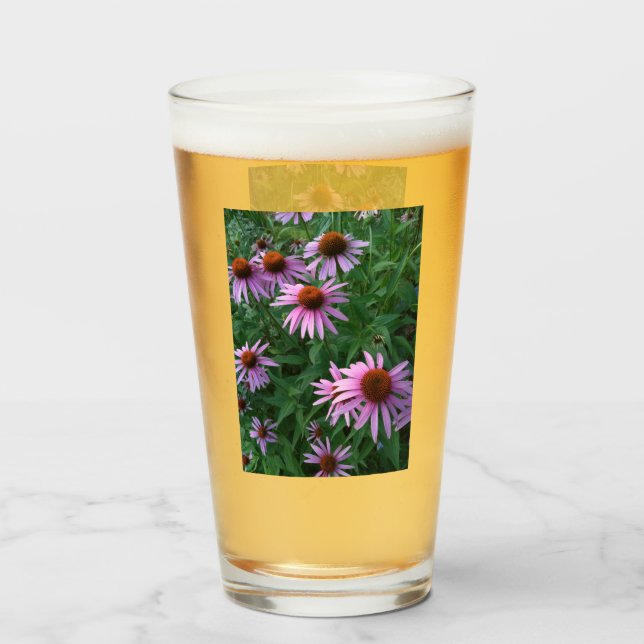 Coupe en verre fleur cône magenta (Devant (rempli))