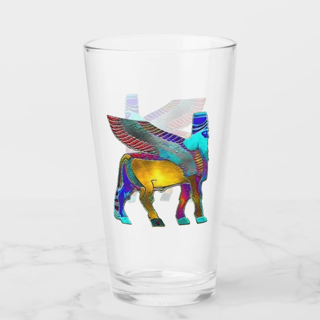 Coupe en verre Lamassu coloré (Devant)