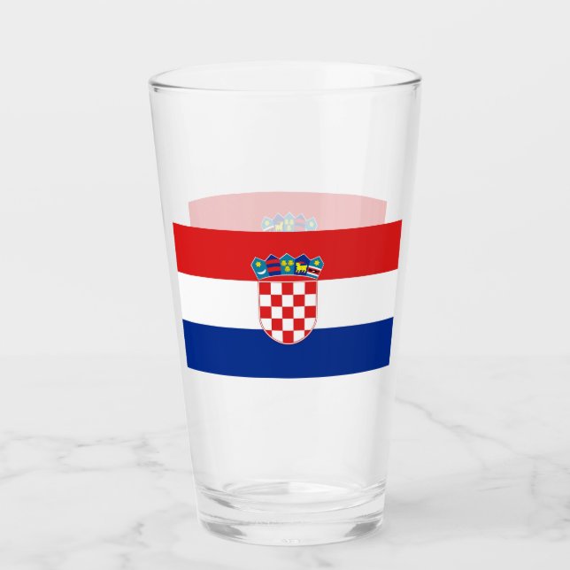 Coupe en verre patriotique avec drapeau de Croatie (Devant)