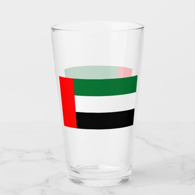 Coupe en verre patriotique avec drapeau des EAU (Devant)