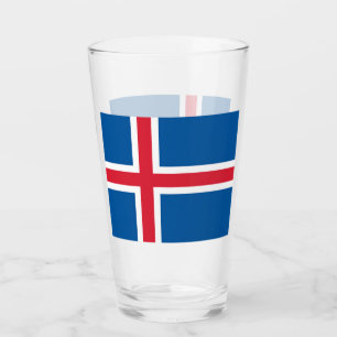 Coupe en verre patriotique avec drapeau d'Islande