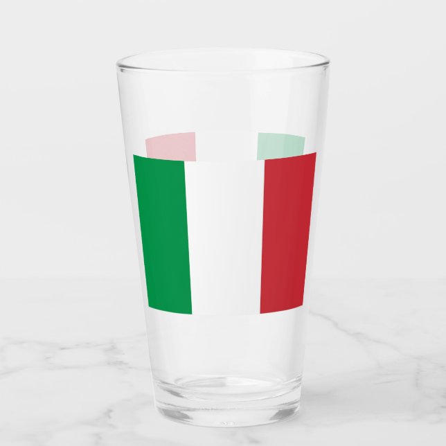 Coupe en verre patriotique avec drapeau d'Italie (Devant)