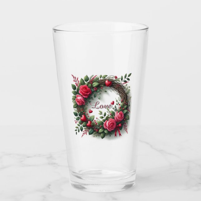 Coupe en verre Saint-Valentin Amour Couronne de ro (Devant)