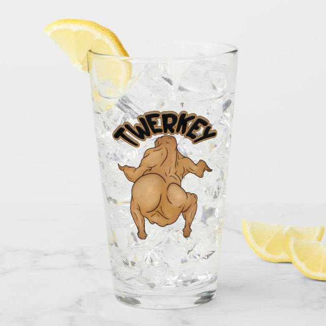 Coupe en verre Twerkey de Thanksgiving (Devant glace)