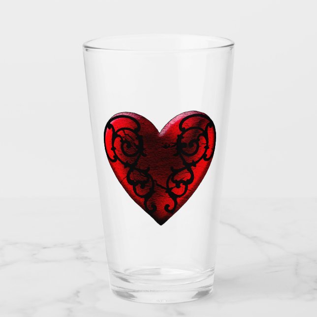 Coupe Filigree Goth Red Heart en verre (Devant)