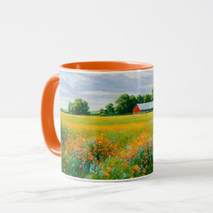 Coupe fleur sauvage et Barn Art Mug