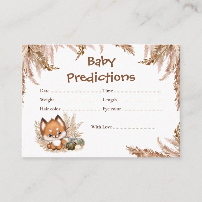 Coupe Fox Prédictions Automne Baby shower Carte de (Devant)